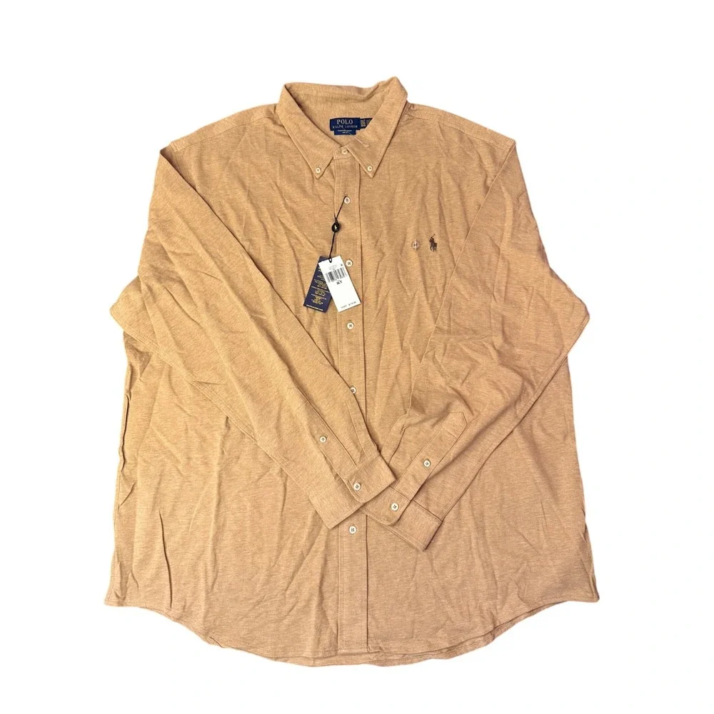 Polo Ralph Lauren Mens 3XLT Camel Featherweight Mesh Button Down Shirt NWT